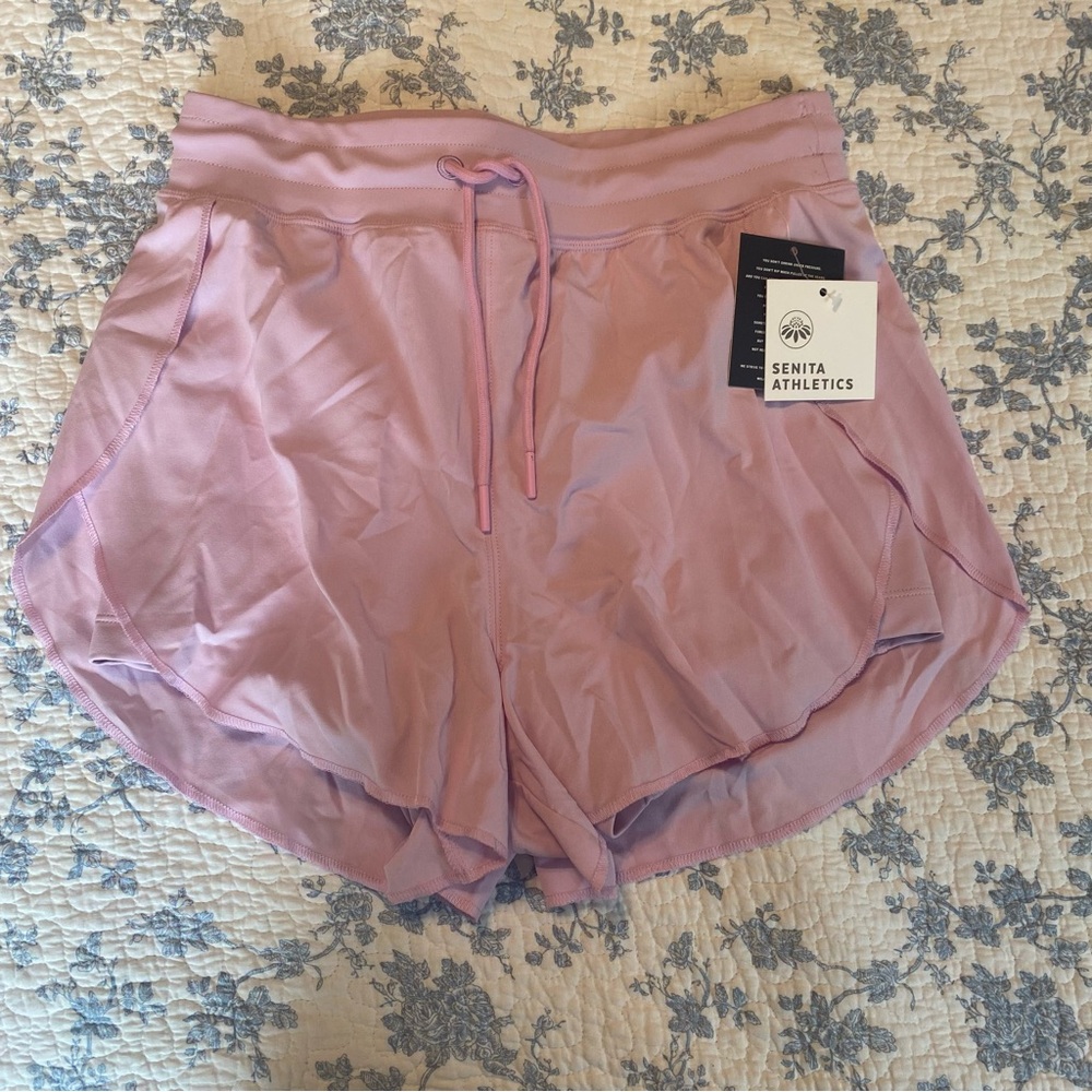 Senita Athletics High-Rise Split Short with Bike Short Pink Purple Size Small